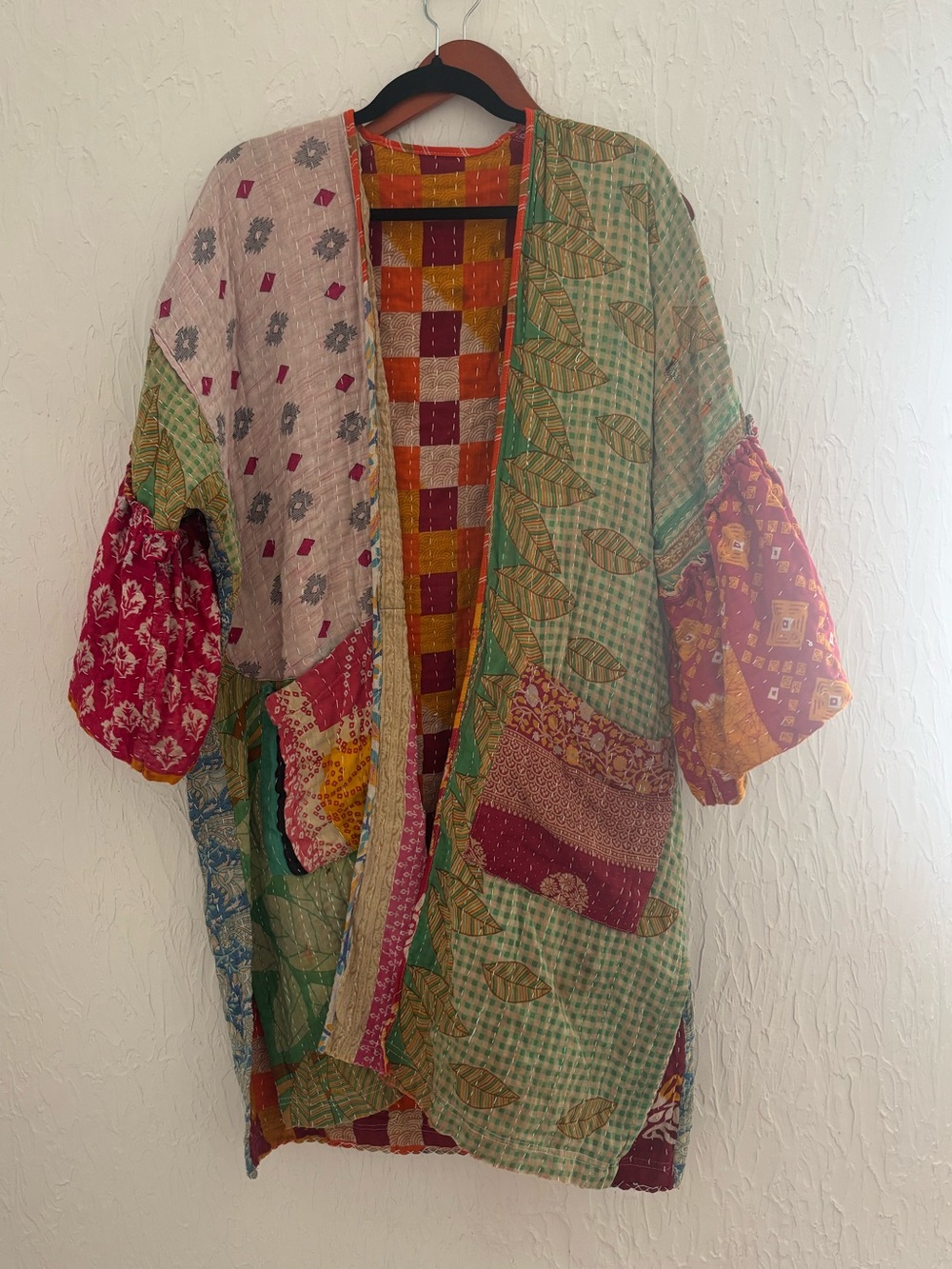 Patchwork quilted reversible Boho kimono One Size